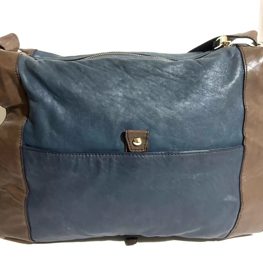 Kooba Stylish Blue and Brown gray shoulder distressed leather Bag